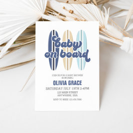 Baby op surfplank strand baby shower kaart