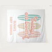 Baby op surfplank strand baby shower wandkleed (Voorkant (horizontaal))