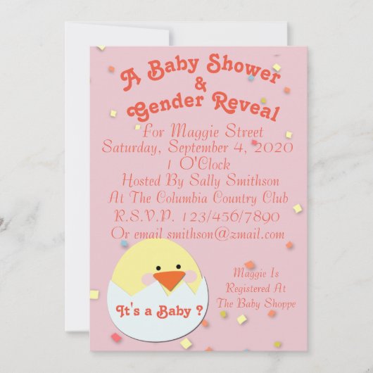 Baby op uitnodiging voor show & gender (Voorkant)