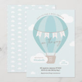 Baby op Way Blue Hot Air-ballonwolkendouche Kaart (Voorkant / Achterkant)