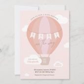 Baby op Way Pink Hot Air Ballon Clouds Shower Kaart (Voorkant)
