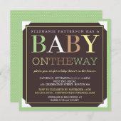 Baby Op weg naar modern groen en bruin Baby shower Kaart (Voorkant / Achterkant)