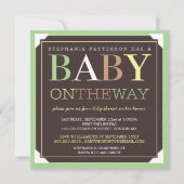 Baby Op weg naar modern groen en bruin Baby shower Kaart (Voorkant)
