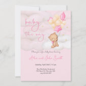 Baby op weg Teddybeer en ballon Baby shower Kaart (Voorkant)