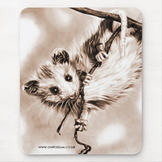 Baby Opossum Mousepad - Sepia Muismat (Voorkant)