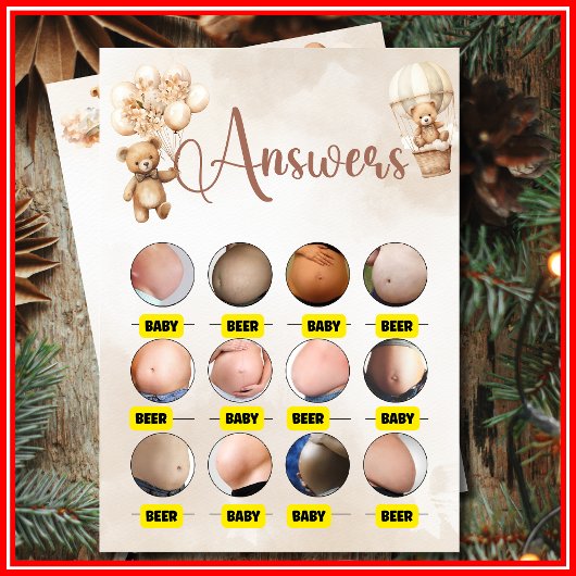 BABY OR BEER BELLY Baby shower Game Schattige Beer Kaart