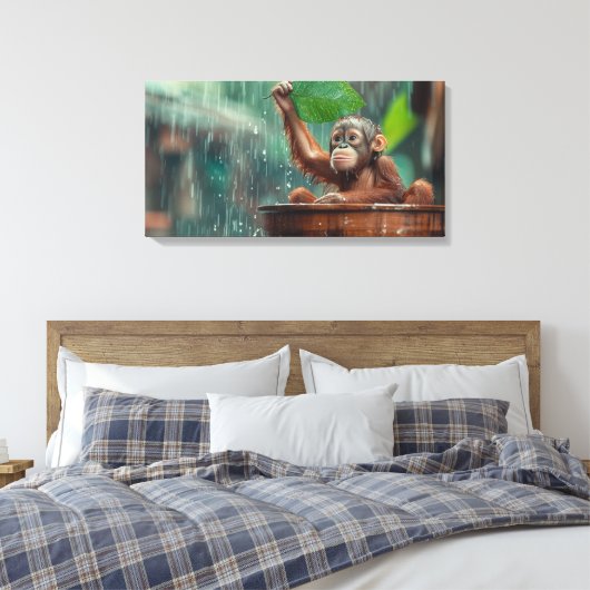 Baby Orangutan Canvas Afdruk (Insitu (Slaapkamer))