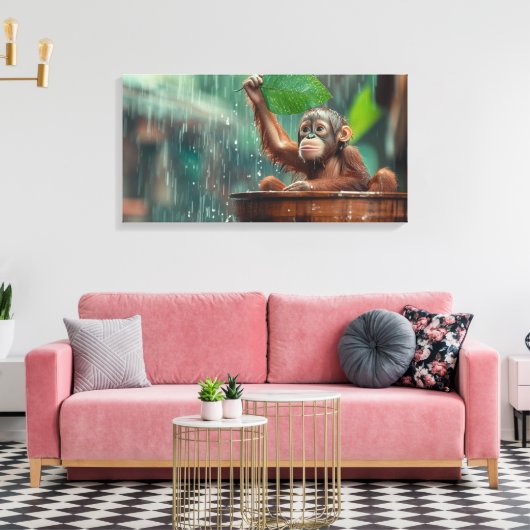 Baby Orangutan Canvas Afdruk (Insitu (Woonkamer))