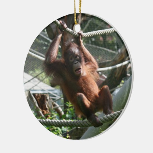 Baby Orangutan - Hang daar op Keramisch Ornament (Links)