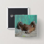 Baby orangutang rust vierkante button 5,1 cm (Voorkant /achterkant)