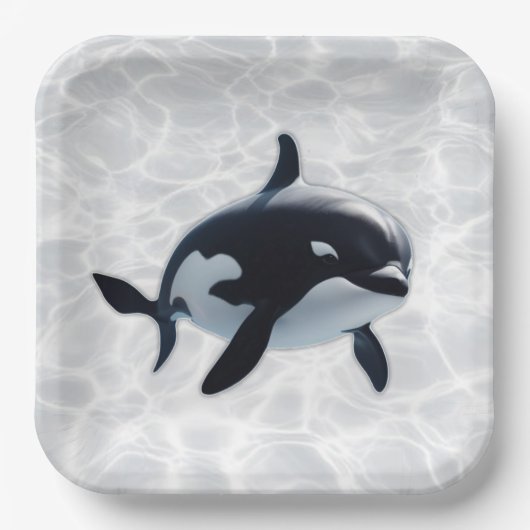 Baby Orca Platter Papieren Bordje (Voorkant)
