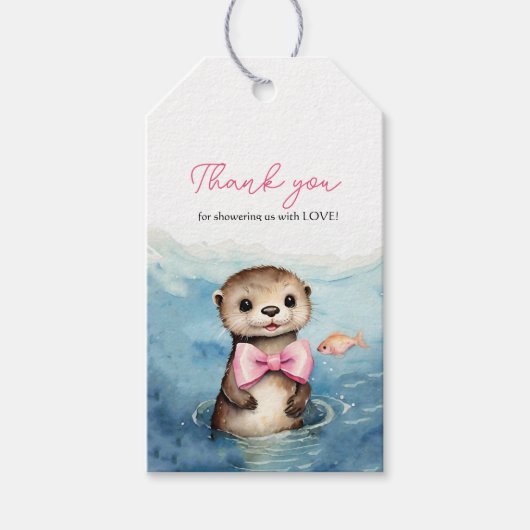 Baby Otter Baby shower Dank u Cadeaulabel (Voorkant)