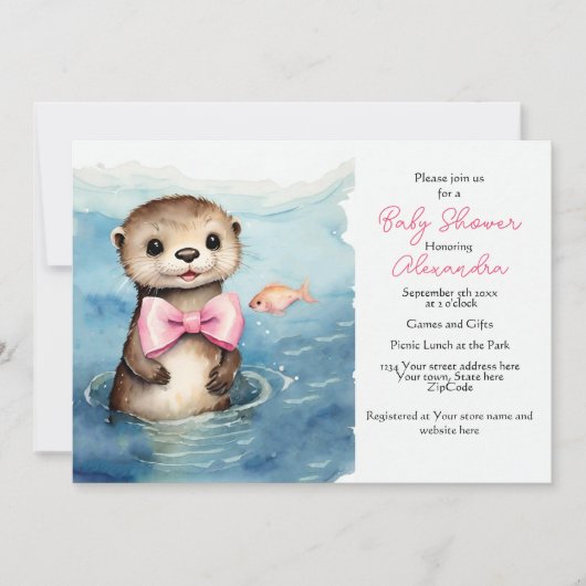 Baby Otter Baby shower Uitnodiging (Voorkant)