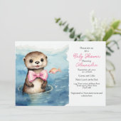 Baby Otter Baby shower Uitnodiging (Staand voorkant)