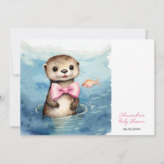 Baby Otter Baby shower Uitnodiging (Achterkant)