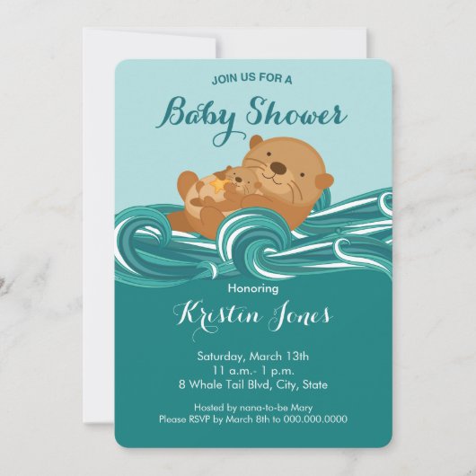 Baby Otter Baby shower Uitnodiging (Voorkant)