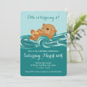 Baby Otter Birthday Party Invitation Kaart (Staand voorkant)