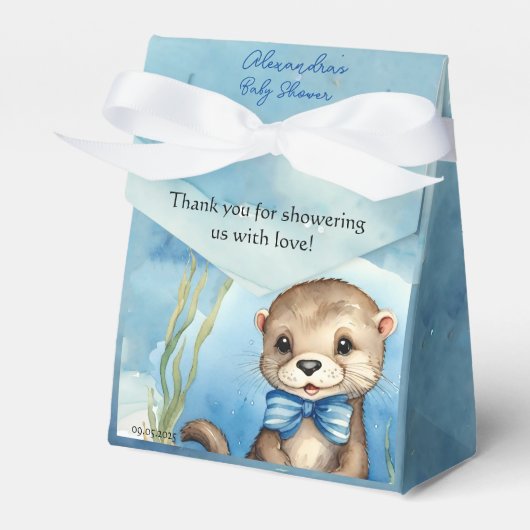 Baby Otter Boy Baby shower Bedankdoosjes (Voorkant Zijde)