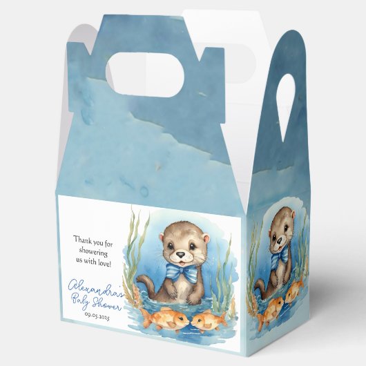 Baby Otter Boy Baby shower Bedankdoosjes (Geopend)