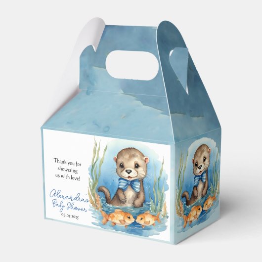 Baby Otter Boy Baby shower Bedankdoosjes (Voorkant Zijde)