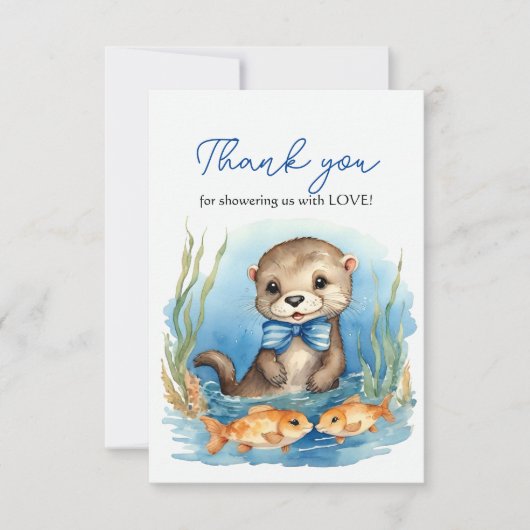 Baby Otter Boy Baby shower Dank u Bedankkaart (Voorkant)