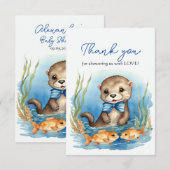 Baby Otter Boy Baby shower Dank u Bedankkaart (Voorkant / Achterkant)