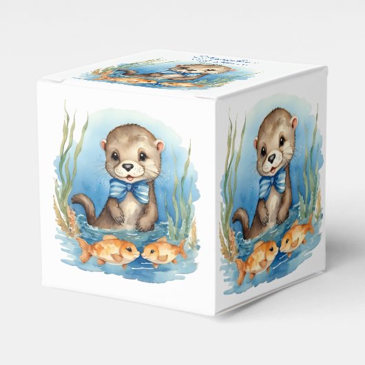 Baby Otter Boy Baby shower Favor Box Bedankdoosjes (Voorkant Zijde)