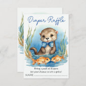 Baby Otter Boy Baby shower Luier Raffle Informatiekaartje (Voorkant / Achterkant)