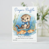 Baby Otter Boy Baby shower Luier Raffle Informatiekaartje (Staand voorkant)