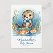 Baby Otter Boy Baby shower Luier Raffle Informatiekaartje (Achterkant)