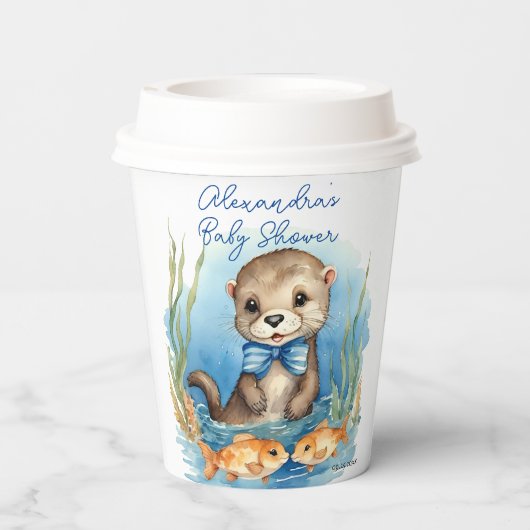 Baby Otter Boy Baby shower Papieren Bekers (Achterkant)