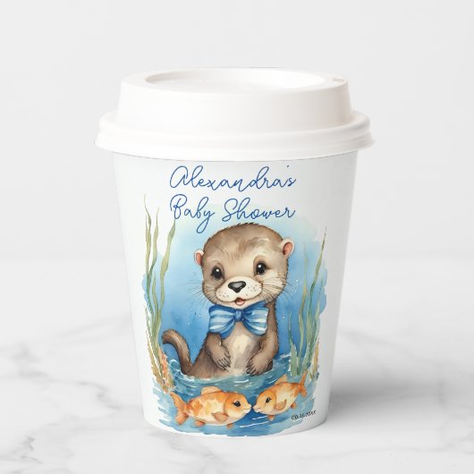 Baby Otter Boy Baby shower Papieren Bekers (Voorkant)