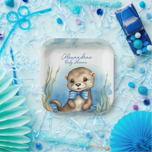 Baby Otter Boy Baby shower Papieren Bordje (Feest)