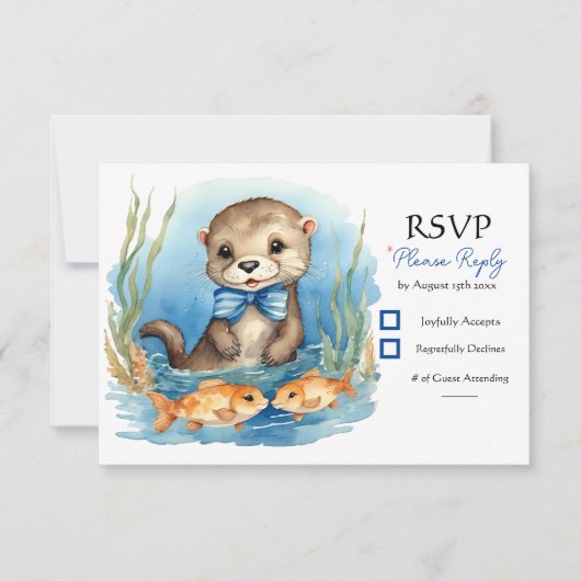 Baby Otter Boy Baby shower RSVP Kaartje (Voorkant)