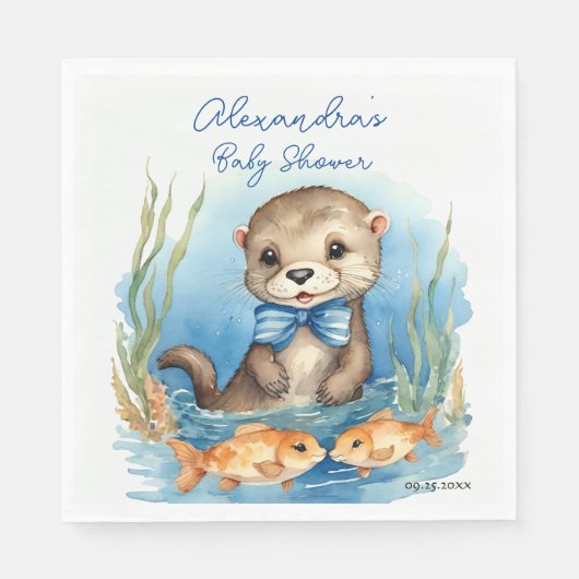 Baby Otter Boy Baby shower Servet (Voorkant)