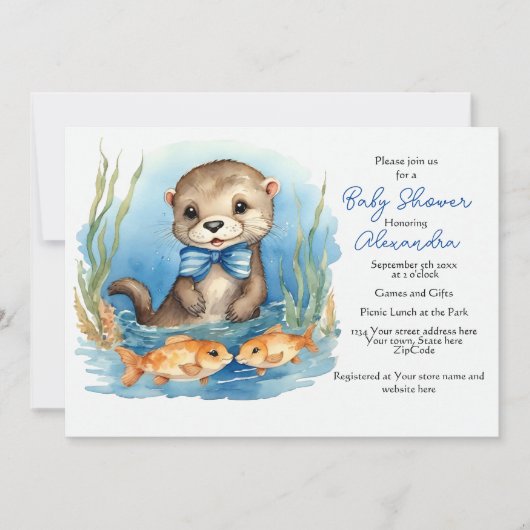 Baby Otter Boy Baby shower Uitnodiging (Voorkant)
