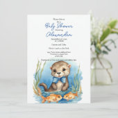 Baby Otter Boy Baby shower Uitnodiging (Staand voorkant)
