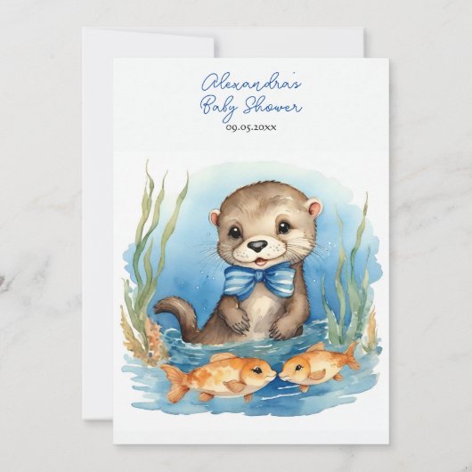 Baby Otter Boy Baby shower Uitnodiging (Achterkant)