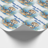Baby Otter Boy gepersonaliseerd Cadeaupapier (Hoek)