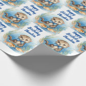 Baby Otter Boy gepersonaliseerd Cadeaupapier (Hoek)