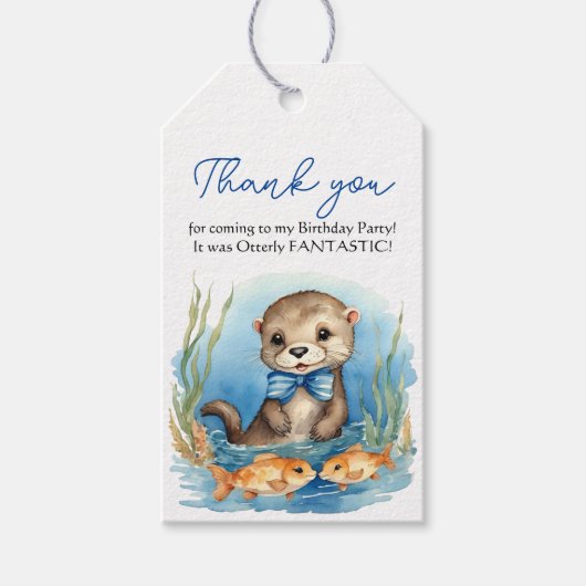 Baby Otter Boy Verjaardag Bedankt Cadeaulabel (Voorkant)