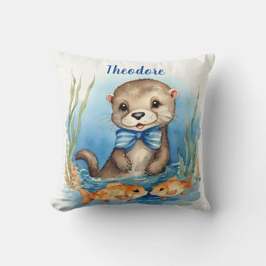 Baby Otter Boys gepersonaliseerd Kussen (Voorkant)