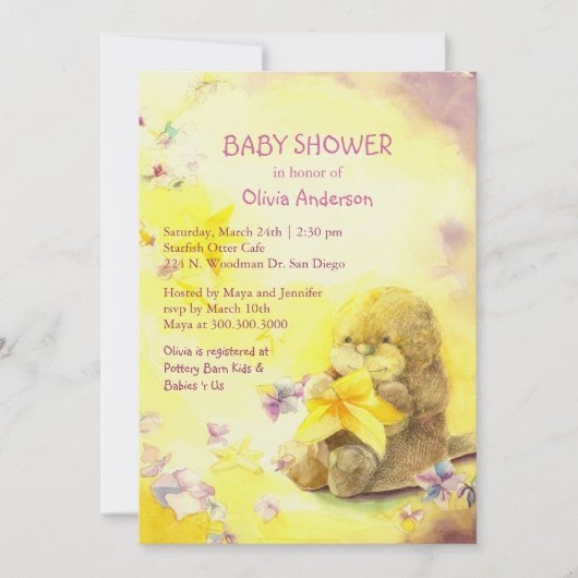 Baby otter- en Starfish Cute Baby shower Kaart (Voorkant)