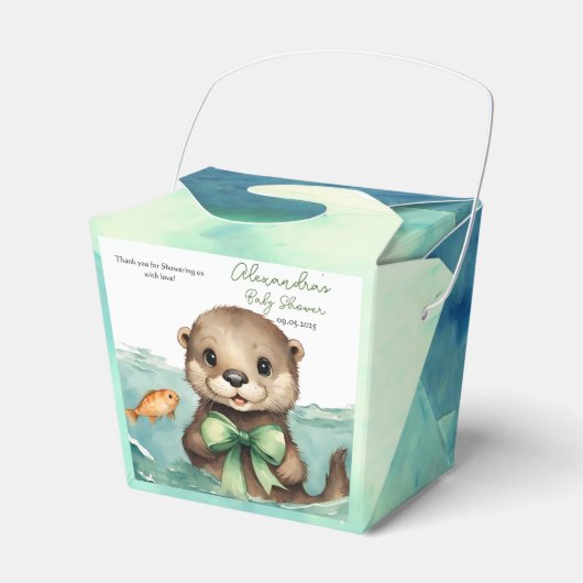 Baby Otter Genderneutraal Baby shower Bedankdoosjes (Voorkant Zijde)