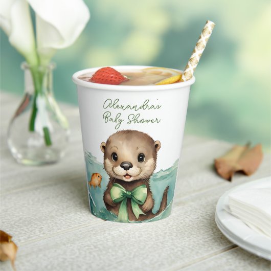 Baby Otter Genderneutraal Baby shower Papieren Bekers (Insitu)