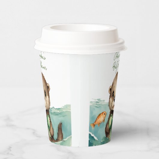 Baby Otter Genderneutraal Baby shower Papieren Bekers (Rechts)