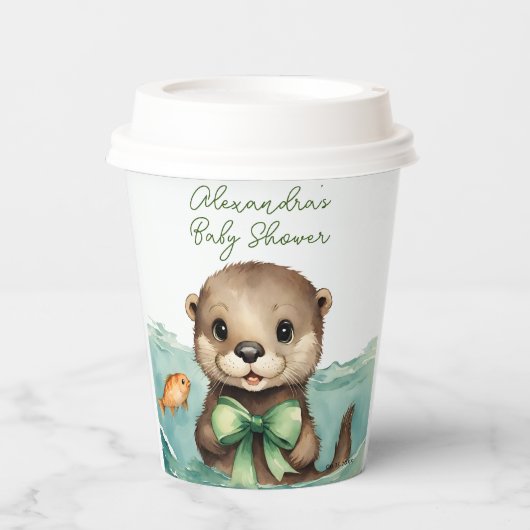 Baby Otter Genderneutraal Baby shower Papieren Bekers (Voorkant)