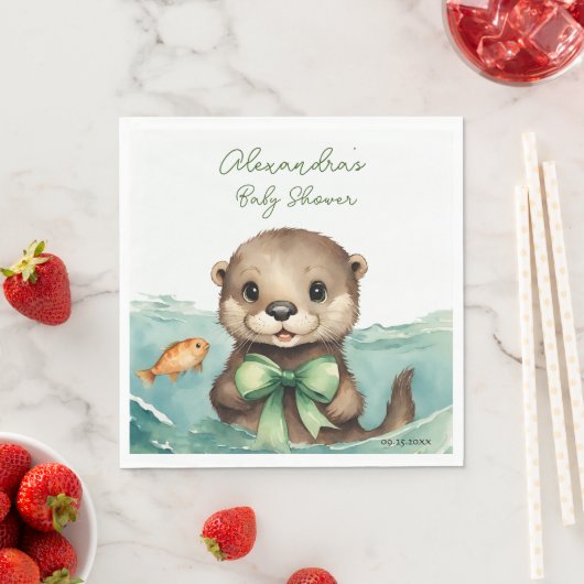 Baby Otter Genderneutraal Baby shower Servet (Insitu)
