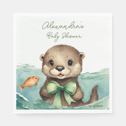Baby Otter Genderneutraal Baby shower Servet (Voorkant)