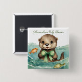 Baby Otter Genderneutraal Baby shower Vierkante Button 5,1 Cm (Voorkant /achterkant)